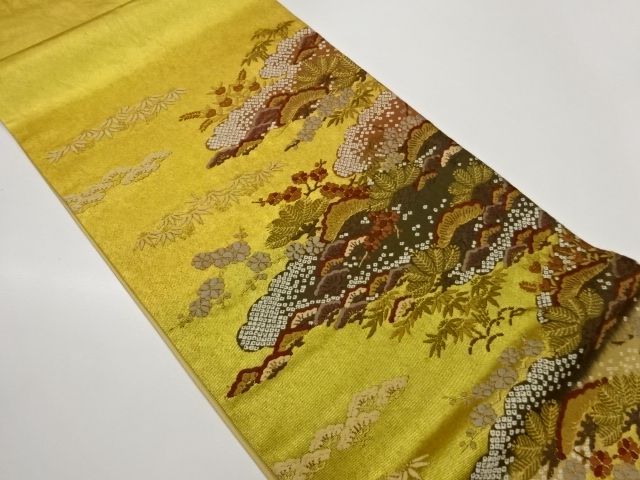 松竹梅・雲模様織出し袋帯